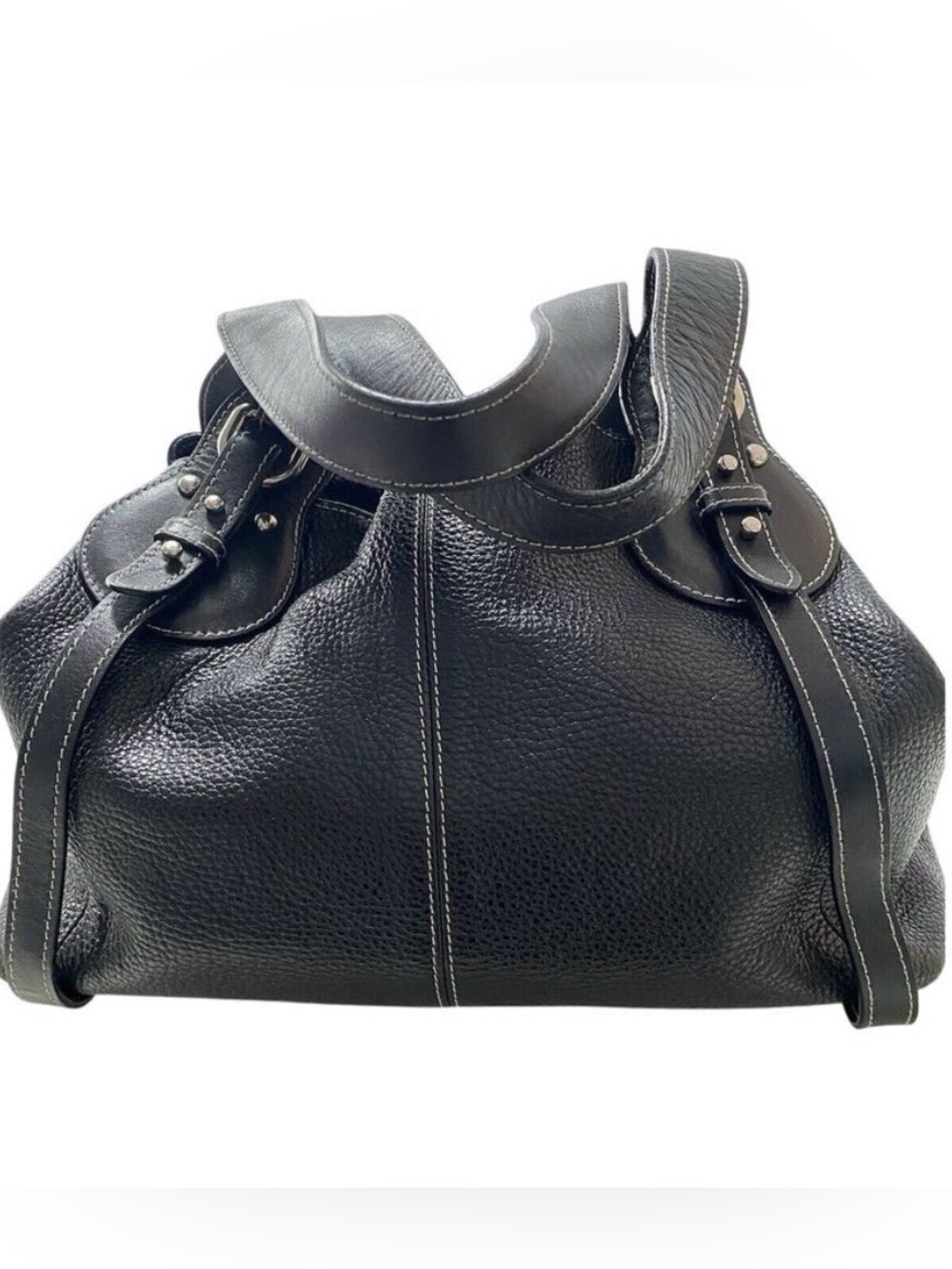 Furla Soft Pebble Double Handle Brown Toggle Classic Hobo Bag
